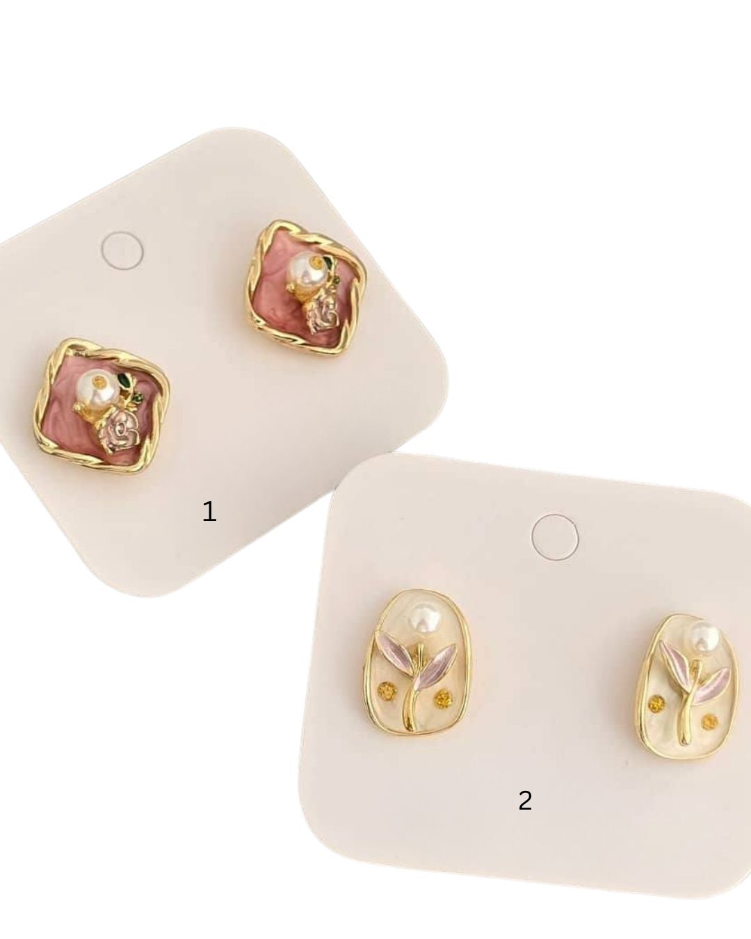  گوشواره زنانه فشن میخی مینا کاری رنگی ومرواریدبرند ترک در نوروژ اکسسوری 