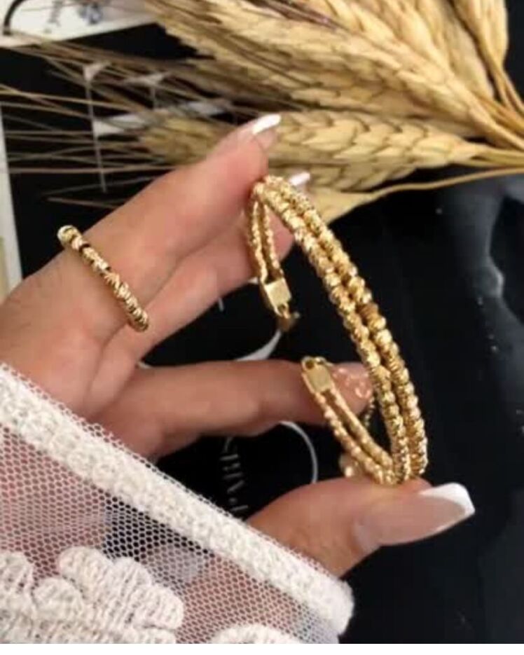 دستبند وانگشتر زنانه فری سایز آلبرنادو استیل طلایی برند ترک در نوروژ اکسسوری