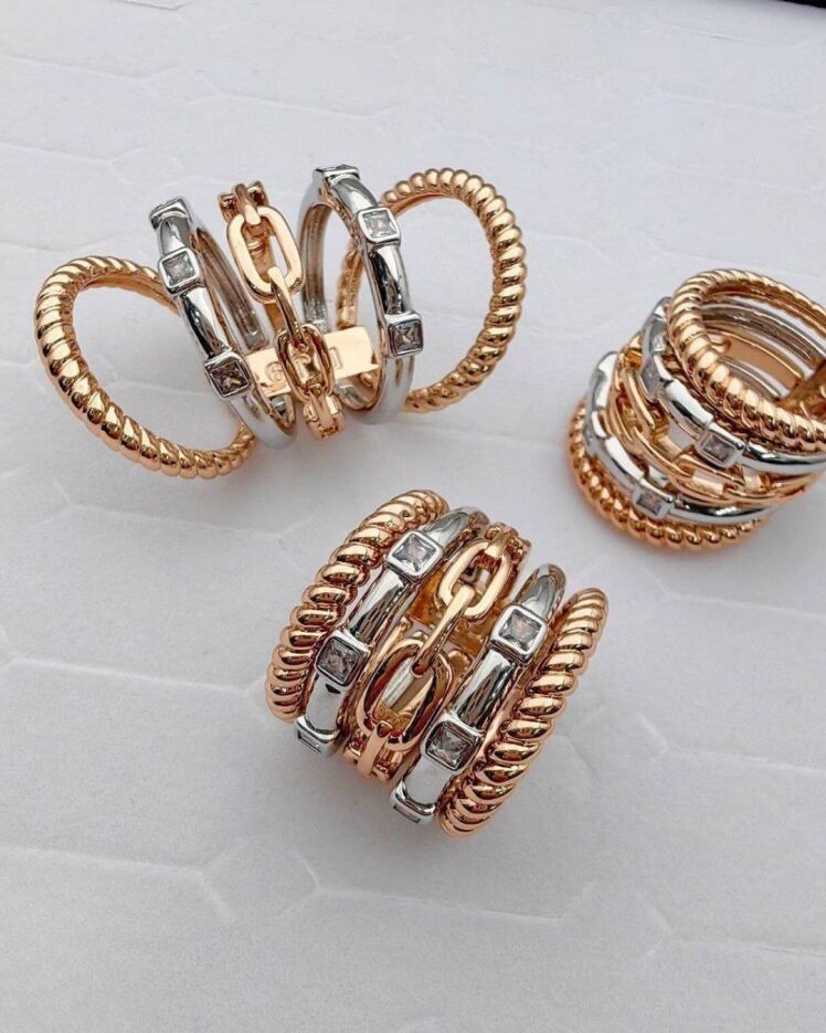  انگشتر زنانه طلایی پرتوفینو نگین دار از سواروسکی برند دریم در نوروژ اکسسوری