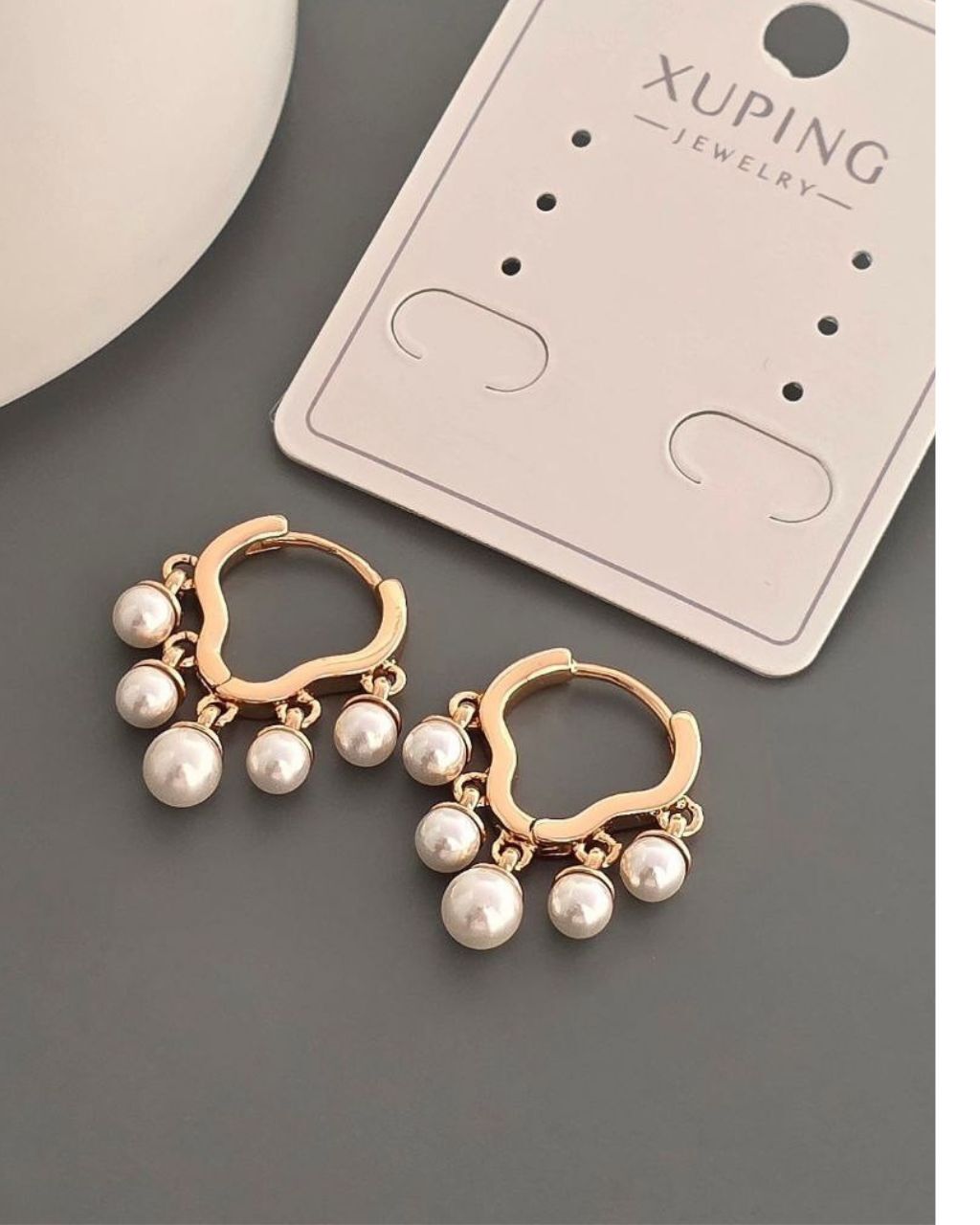  گوشواره حلقه ای با شرابه های مروارید پرورشی به رنگ طلایی برند ژوپینگ در نوروژ اکسسوری 