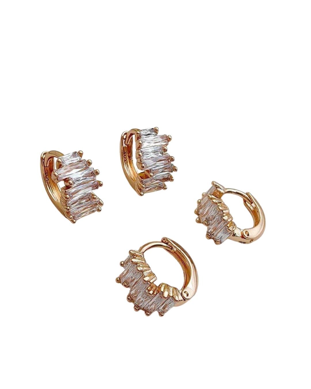 گوشواره زنانه حلقه ای طلایی با نگین های باگت سواروسکی برند ژوپینگ در نوروژ اکسسوری