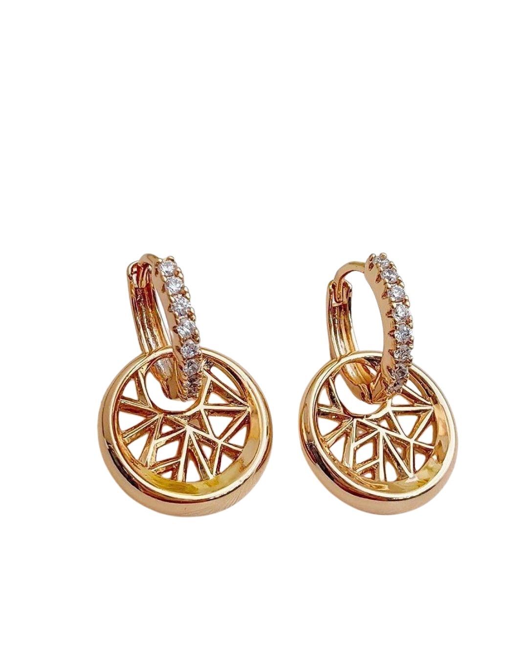  گوشواره زنانه حلقه ای طرح خورشید با نگین های سواروسکی برند ژوپینگ در نوروژ اکسسوری 