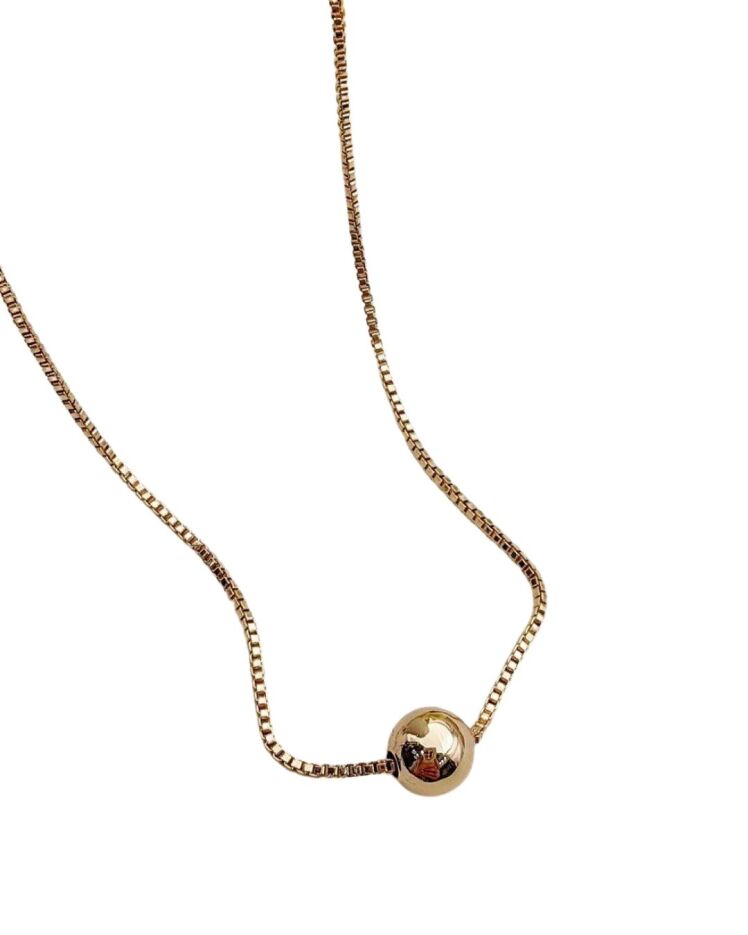 گردنبند زنانه و دخترانه طلایی با آویزگوی تک ژوپینگ در نوروژ اکسسوری