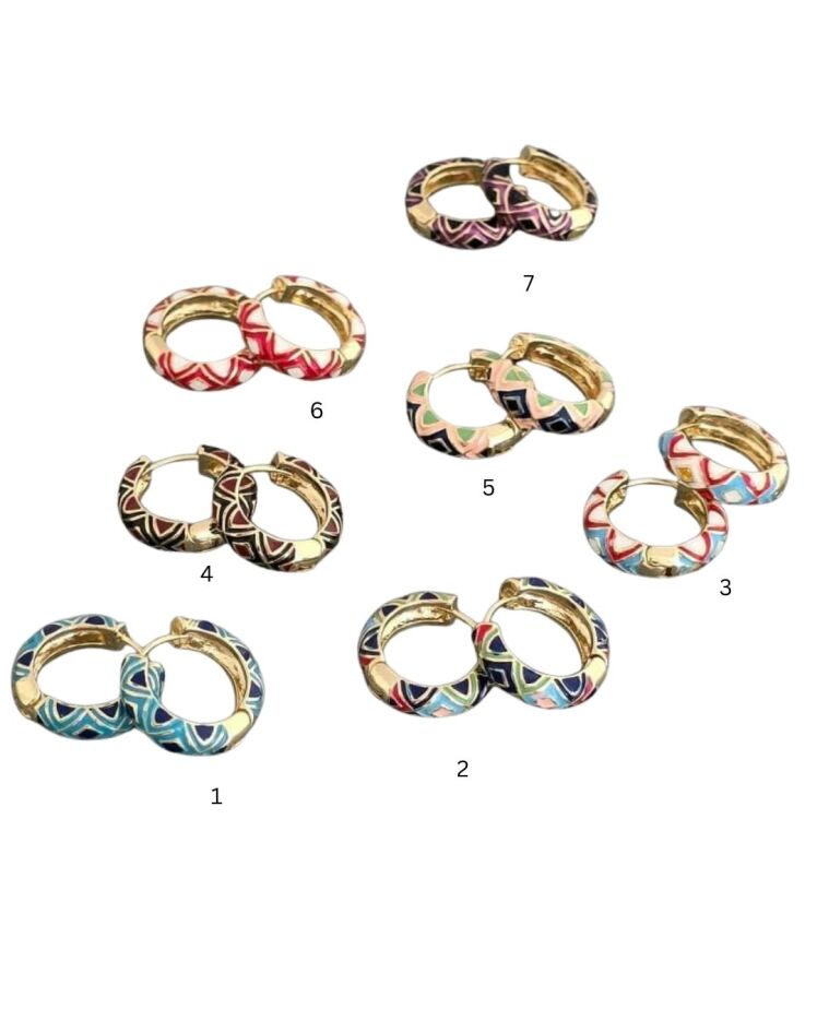 گوشواره زنانه  فشن حلقه ای مینا کاری رنگی برند ترک در نوروژ اکسسوری